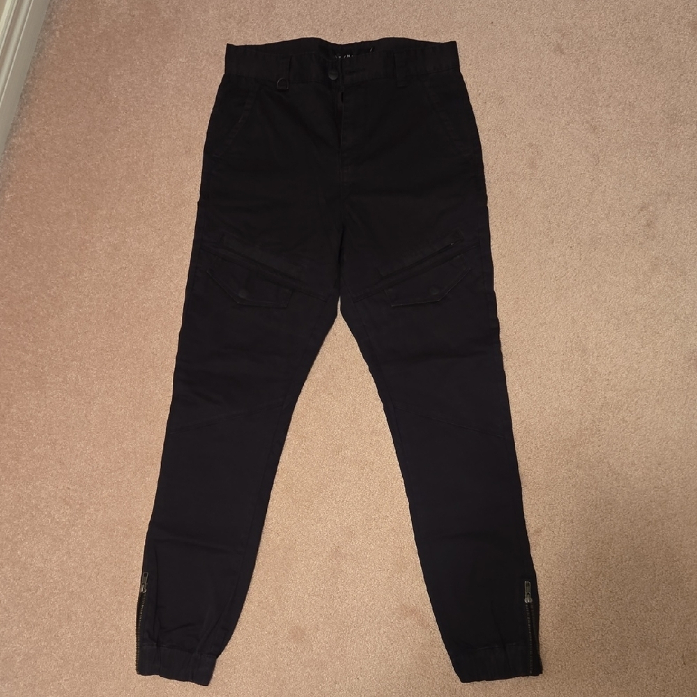 Men's Dark Cargo Pants with Zippered Cuffs